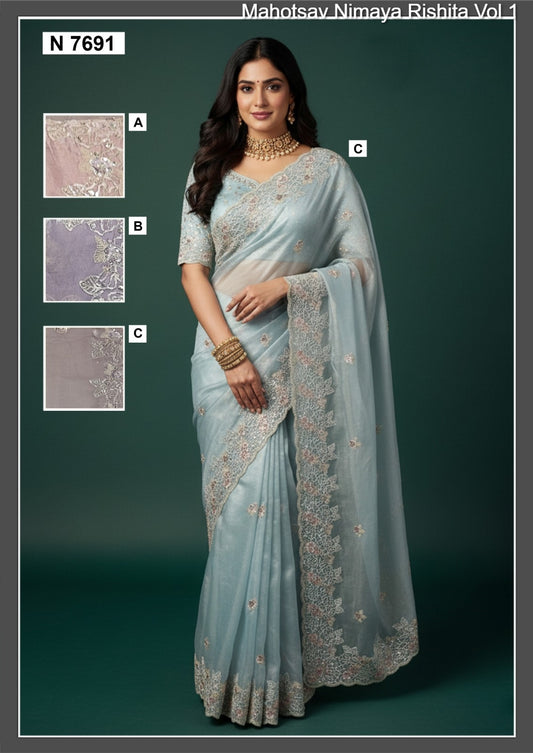 N7691 Nimaya Rishita Vol 1 Mahotsav Heavy Mono Net Sarees