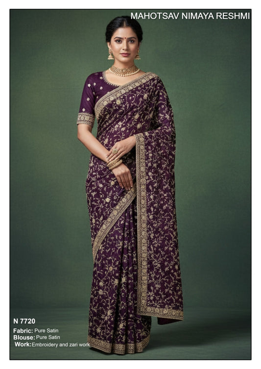 N7720 Nimaya Reshmi Mahotsav Pure Satin Sarees