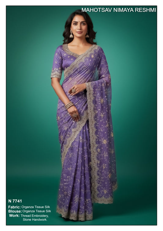 N7741 Nimaya Reshmi Mahotsav Organza Tissue Silk Sarees