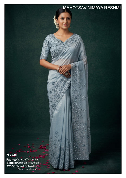 N7746 Nimaya Reshmi Mahotsav Organza Tissue Silk Sarees
