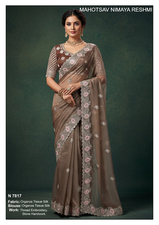 N7817 Nimaya Reshmi Mahotsav Organza Tissue Silk Sarees