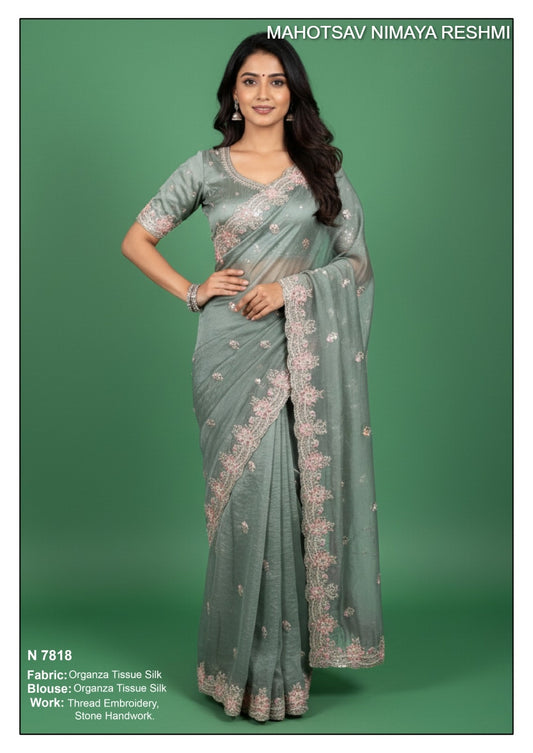 N7818 Nimaya Reshmi Mahotsav Organza Tissue Silk Sarees