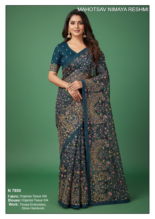 N7850 Nimaya Reshmi Mahotsav Organza Tissue Silk Sarees