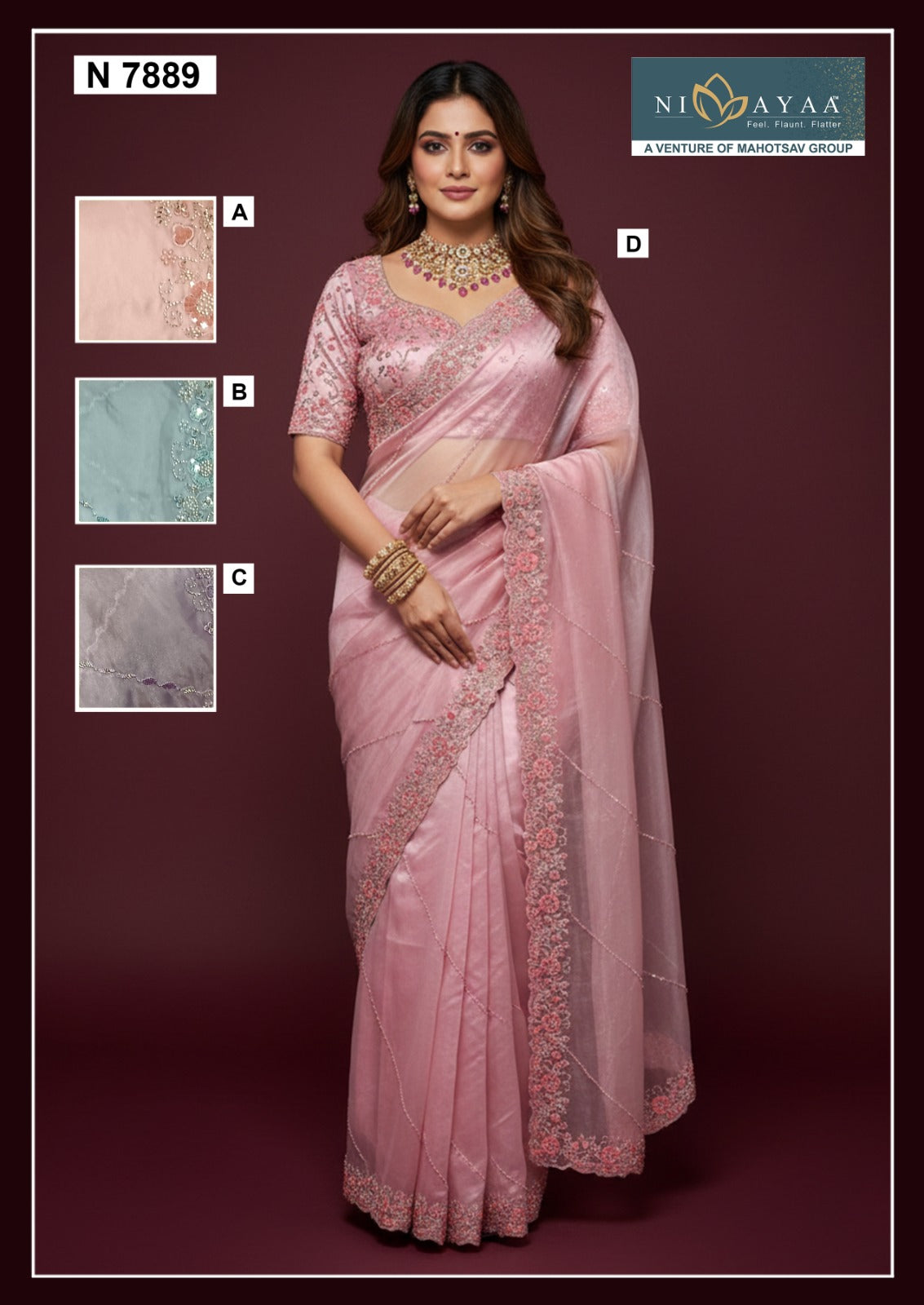 N7889 Nimaya Naira Vol 01 Mahotsav Organza Satin Sarees