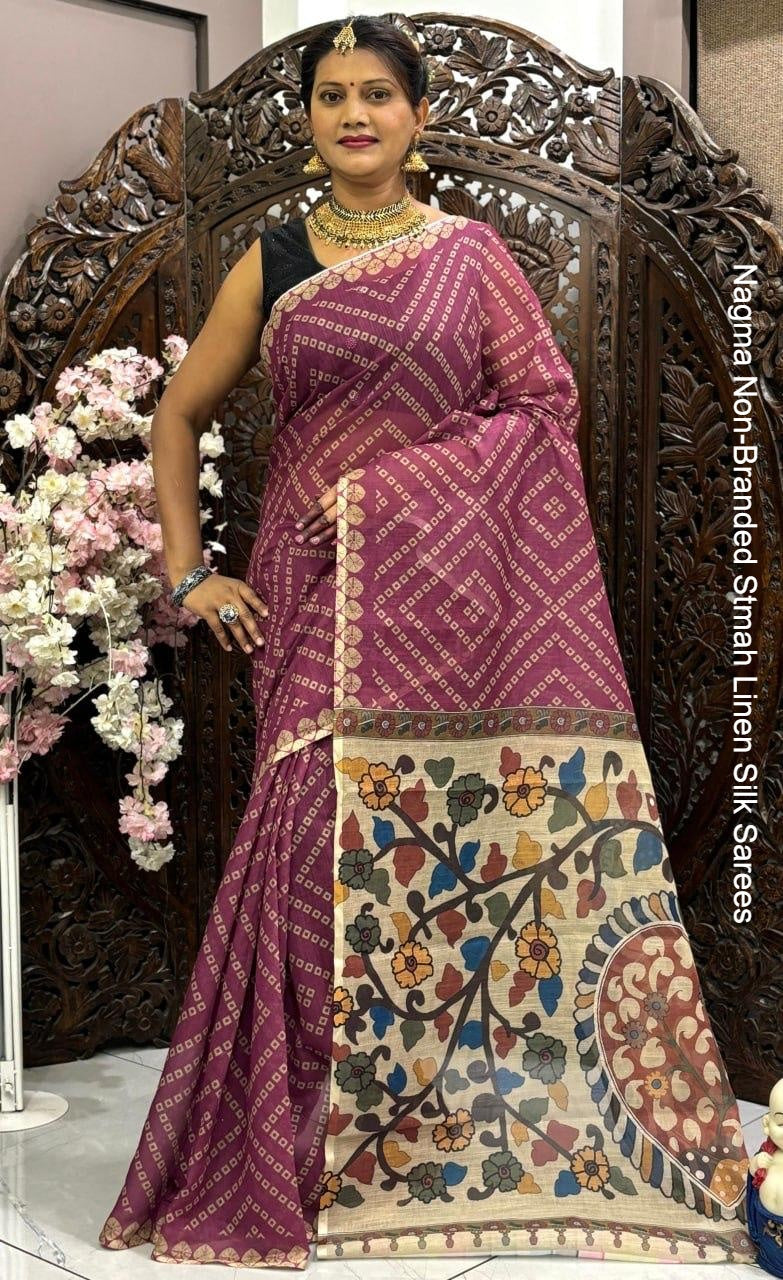 Nagma Non-Branded Stmah Linen Silk Sarees