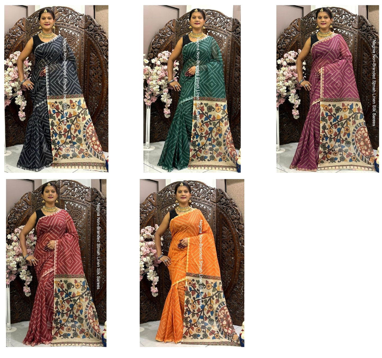 Nagma Non-Branded Stmah Linen Silk Sarees