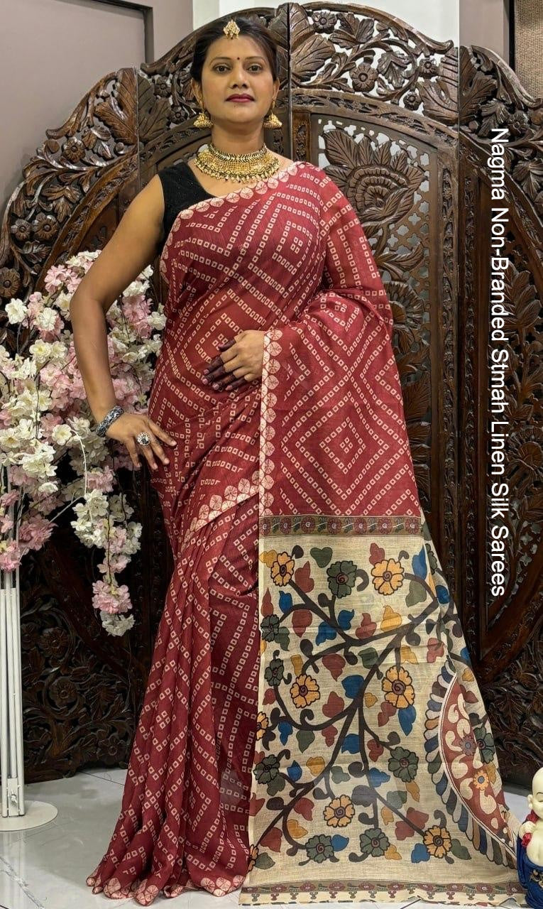 Nagma Non-Branded Stmah Linen Silk Sarees