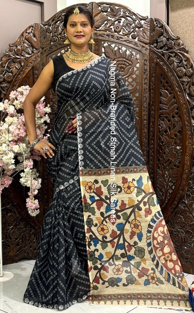 Nagma Non-Branded Stmah Linen Silk Sarees