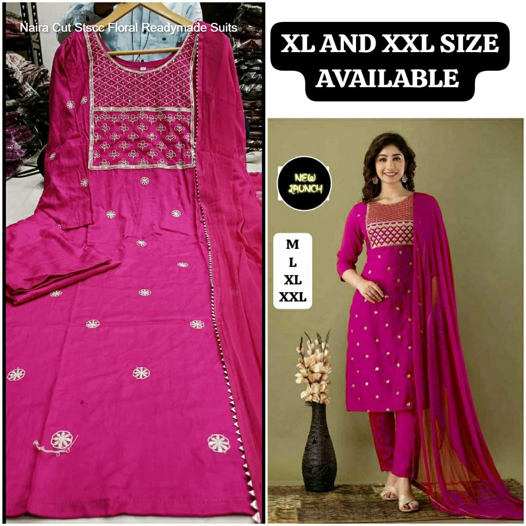 Naira Cut Stscc Floral Readymade Suits