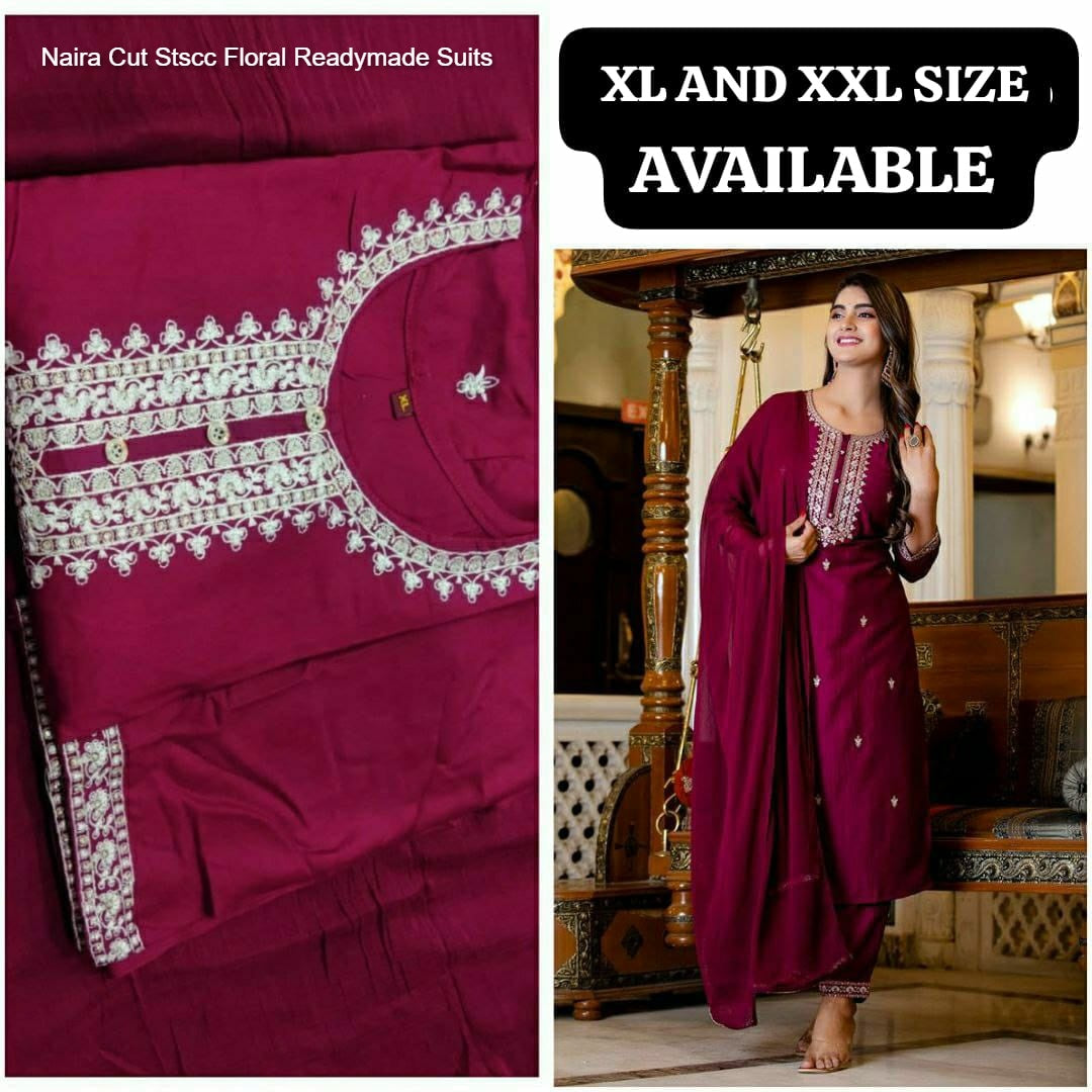 Naira Cut Stscc Floral Readymade Suits