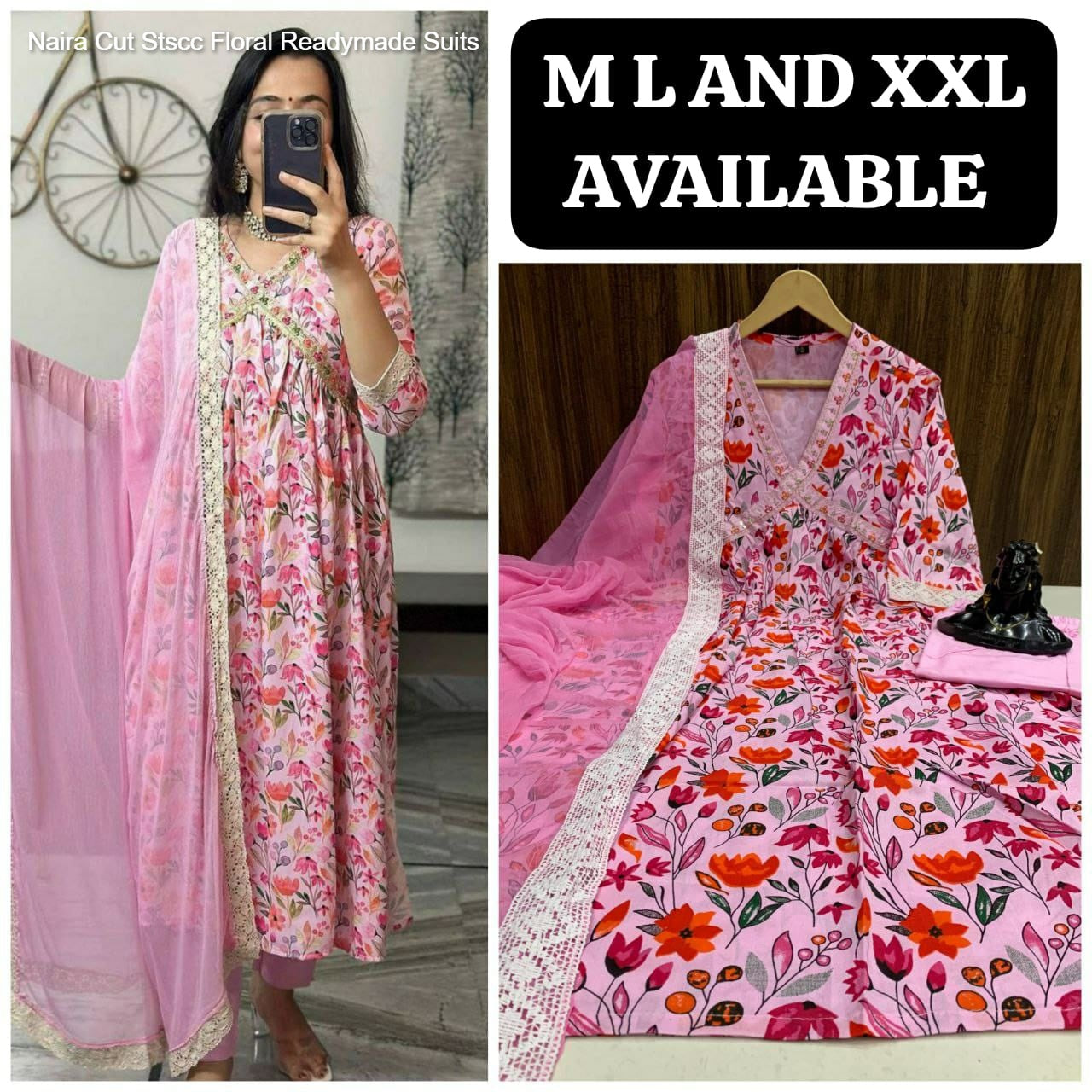 Naira Cut Stscc Floral Readymade Suits