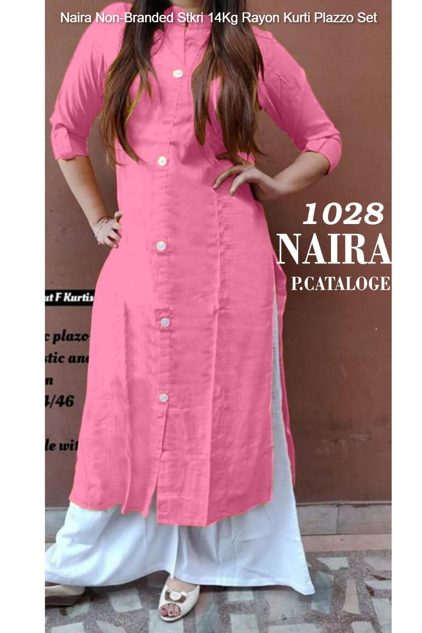 Naira Non-Branded Stkri 14Kg Rayon Kurti Plazzo Set