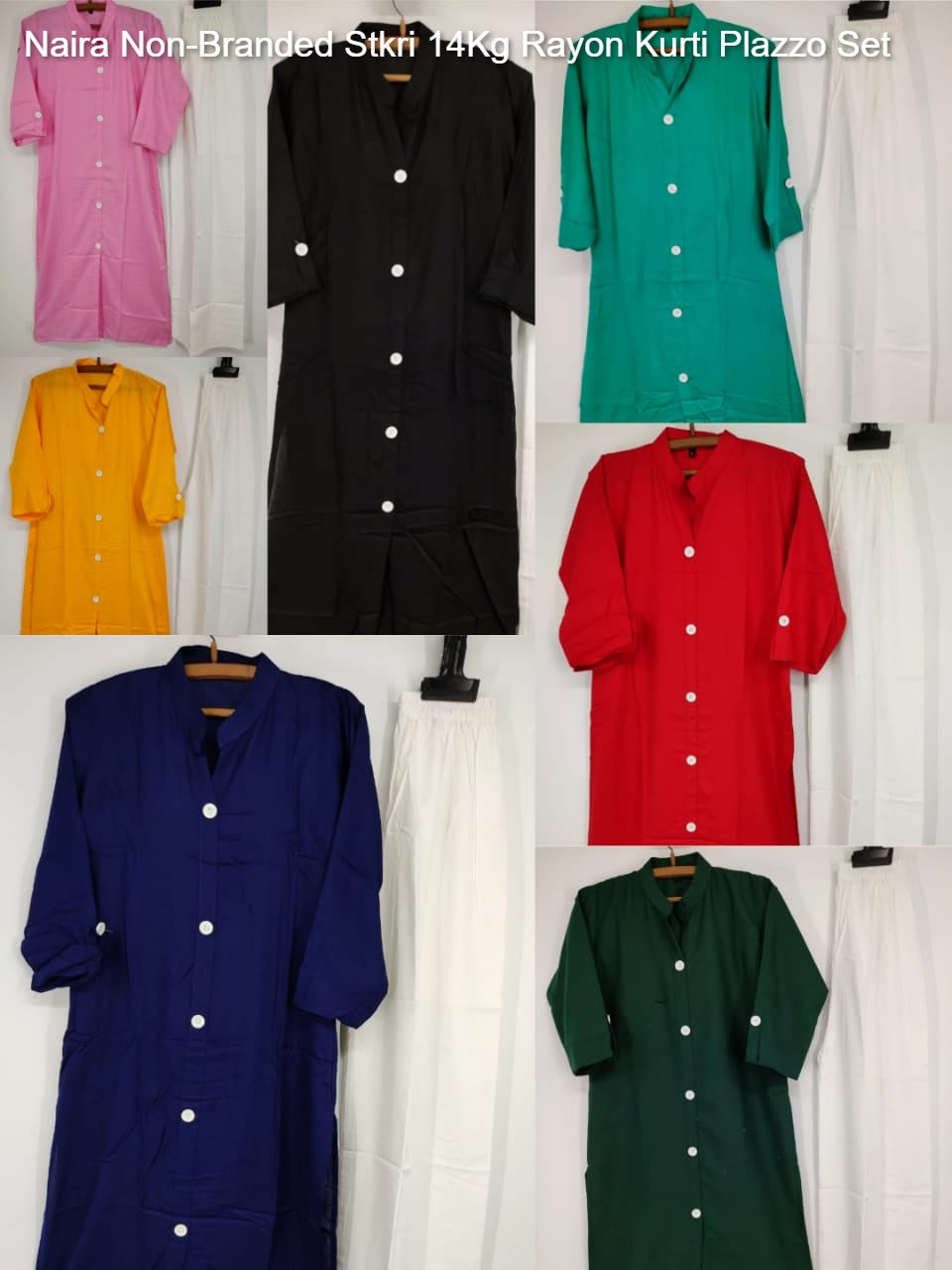 Naira Non-Branded Stkri 14Kg Rayon Kurti Plazzo Set