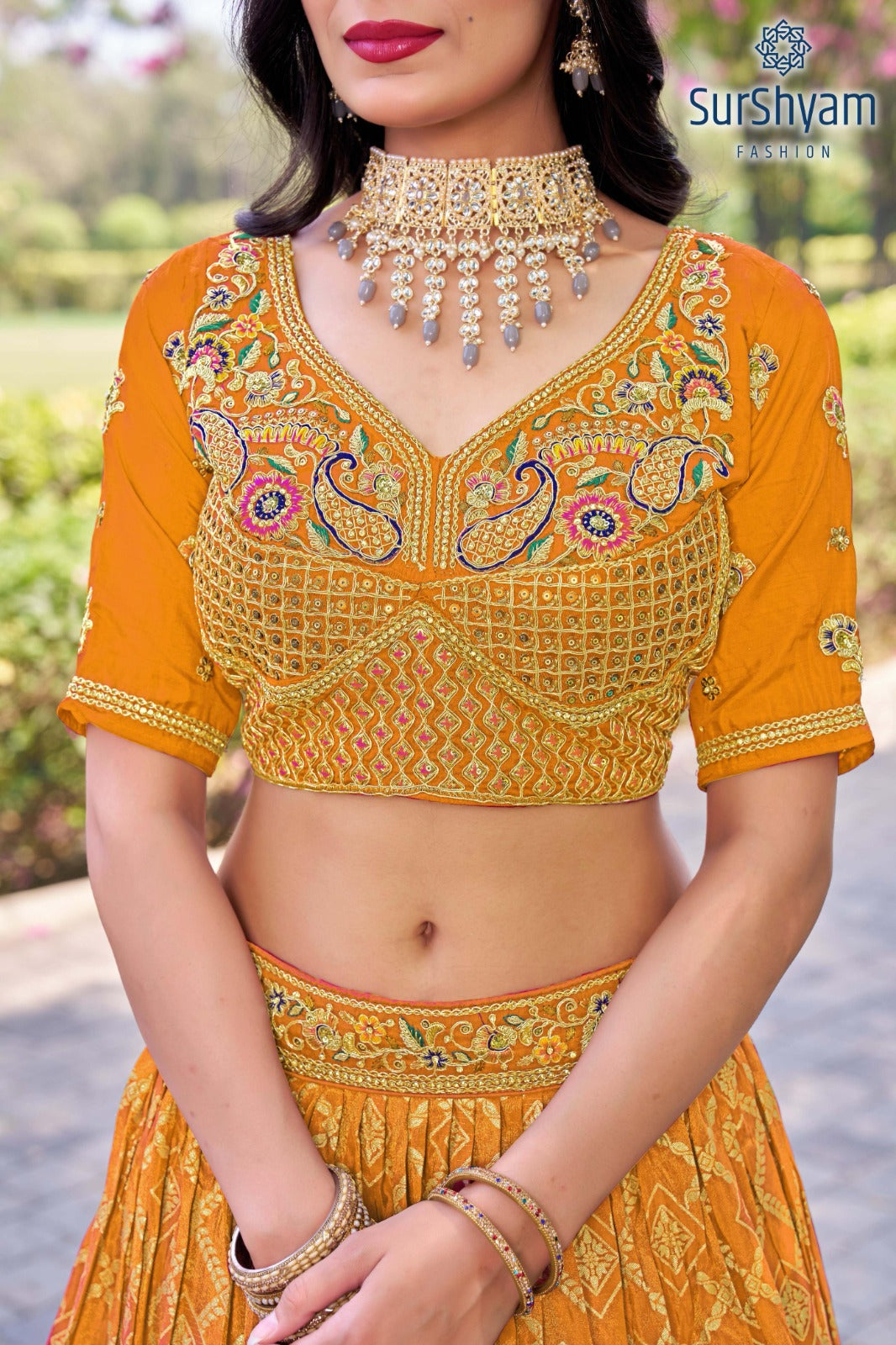 Naseehat Musterd Surshyam Fashion Banarasi Silk Lehenga Choli