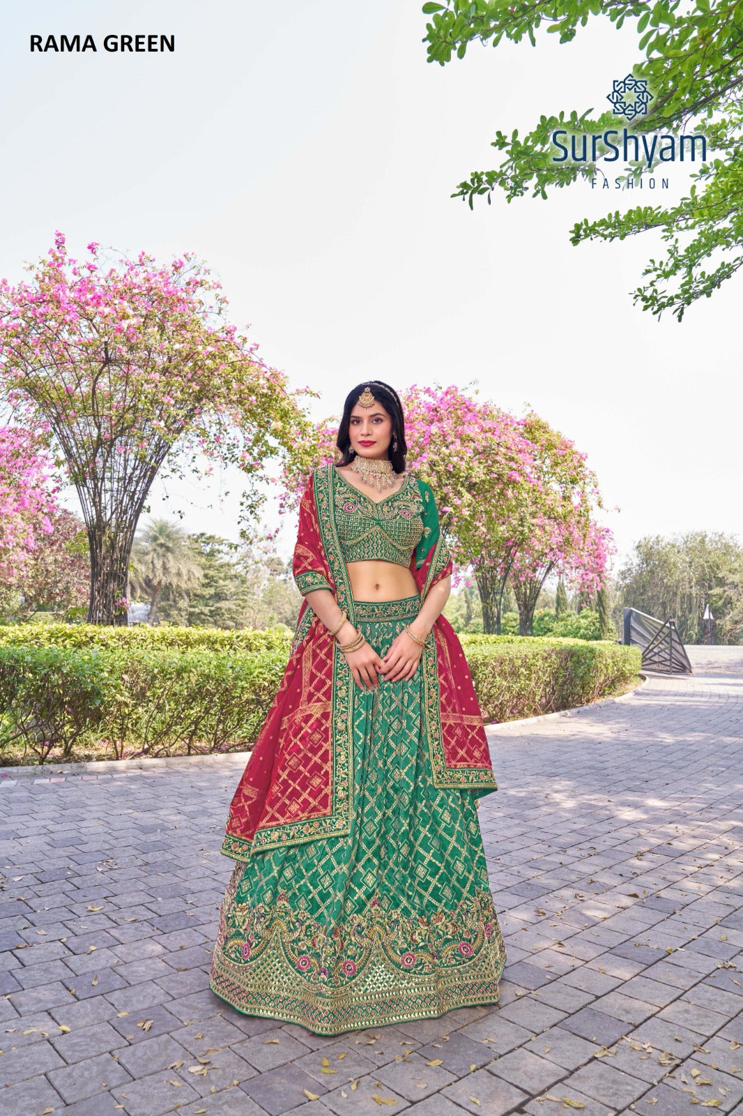 Naseehat Rama Green Surshyam Fashion Banarasi Silk Lehenga Choli