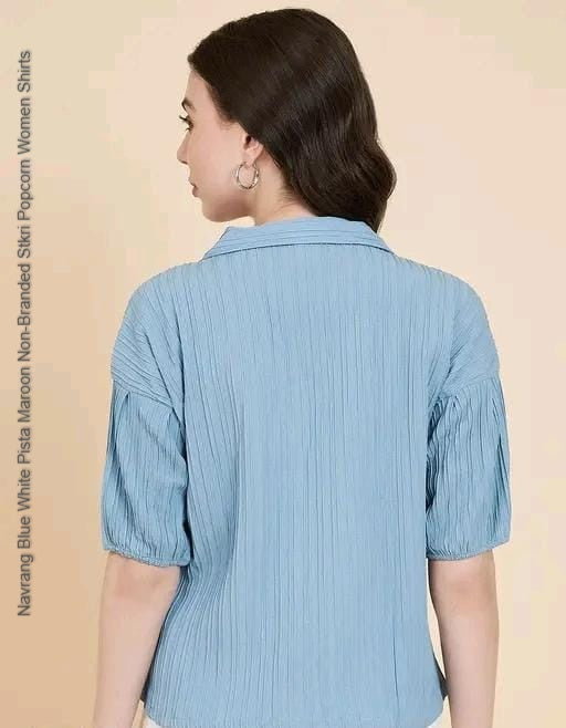 Navrang Blue White Pista Maroon Non-Branded Stkri Popcorn Women Shirts