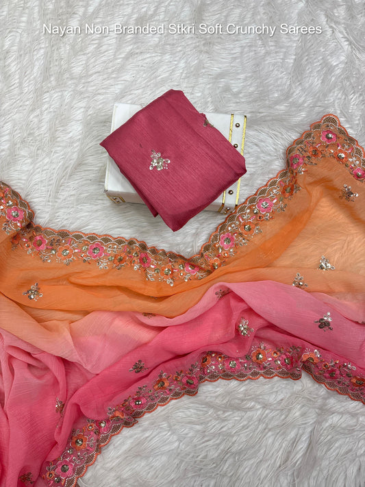 Nayan Non-Branded Stkri Soft Crunchy Sarees