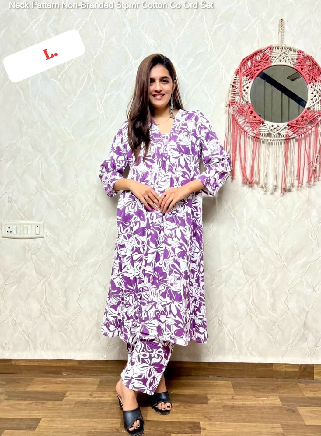 Neck Pattern Non-Branded Stpmr Cotton Co Ord Set