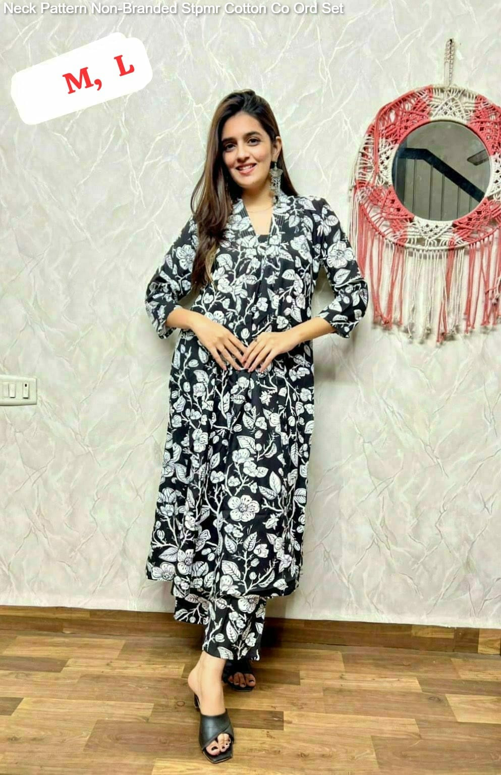 Neck Pattern Non-Branded Stpmr Cotton Co Ord Set