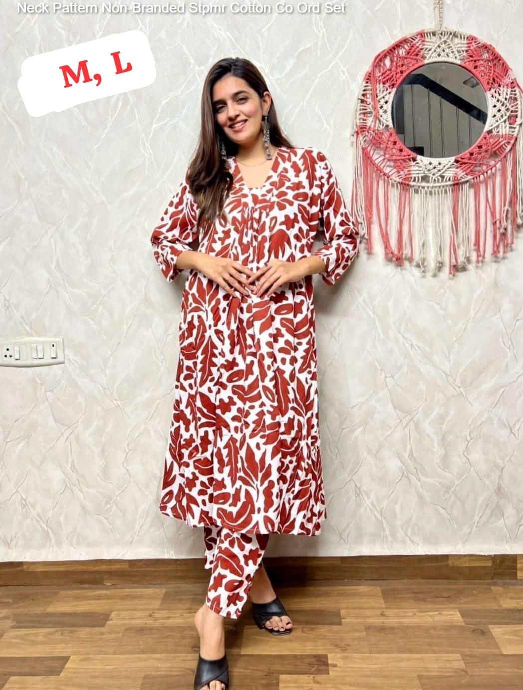 Neck Pattern Non-Branded Stpmr Cotton Co Ord Set