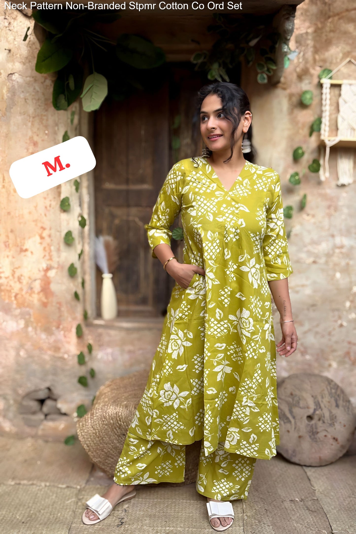 Neck Pattern Non-Branded Stpmr Cotton Co Ord Set