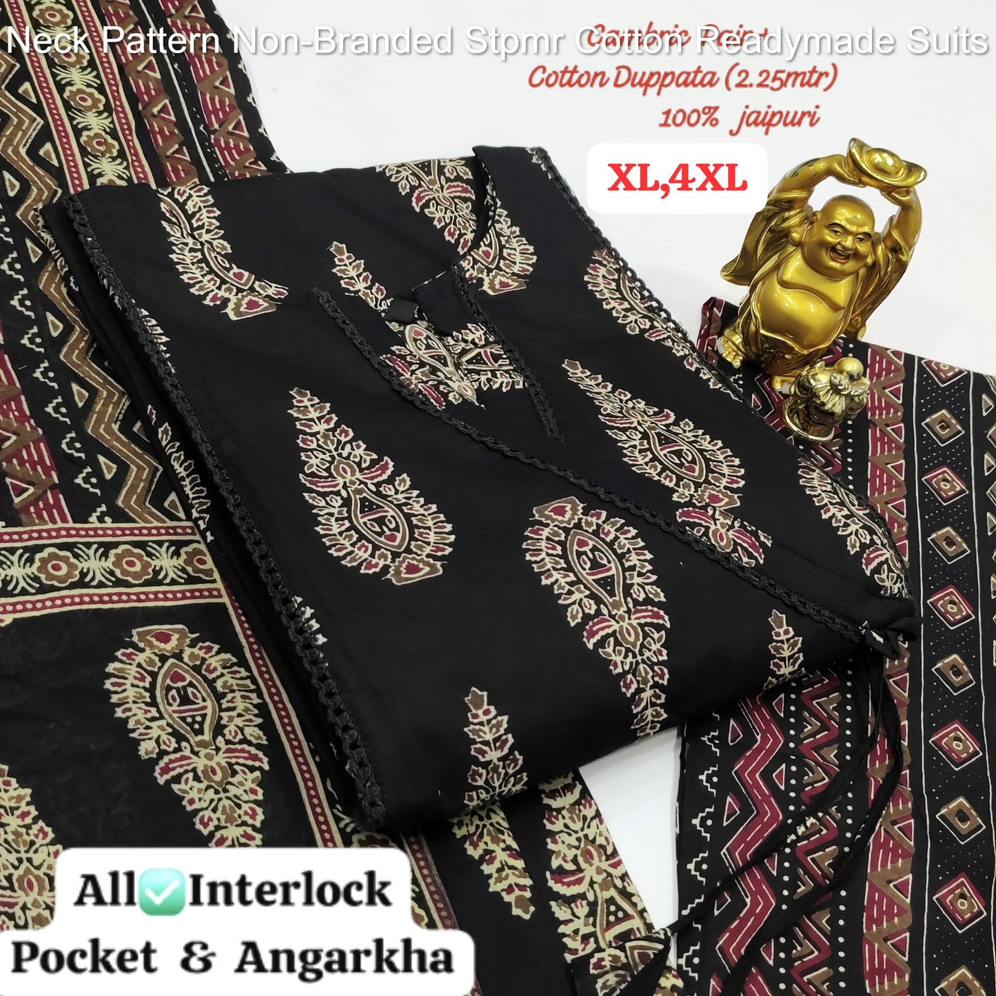 Neck Pattern Non-Branded Stpmr Cotton Readymade Suits