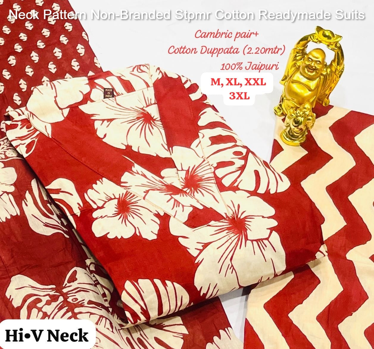 Neck Pattern Non-Branded Stpmr Cotton Readymade Suits