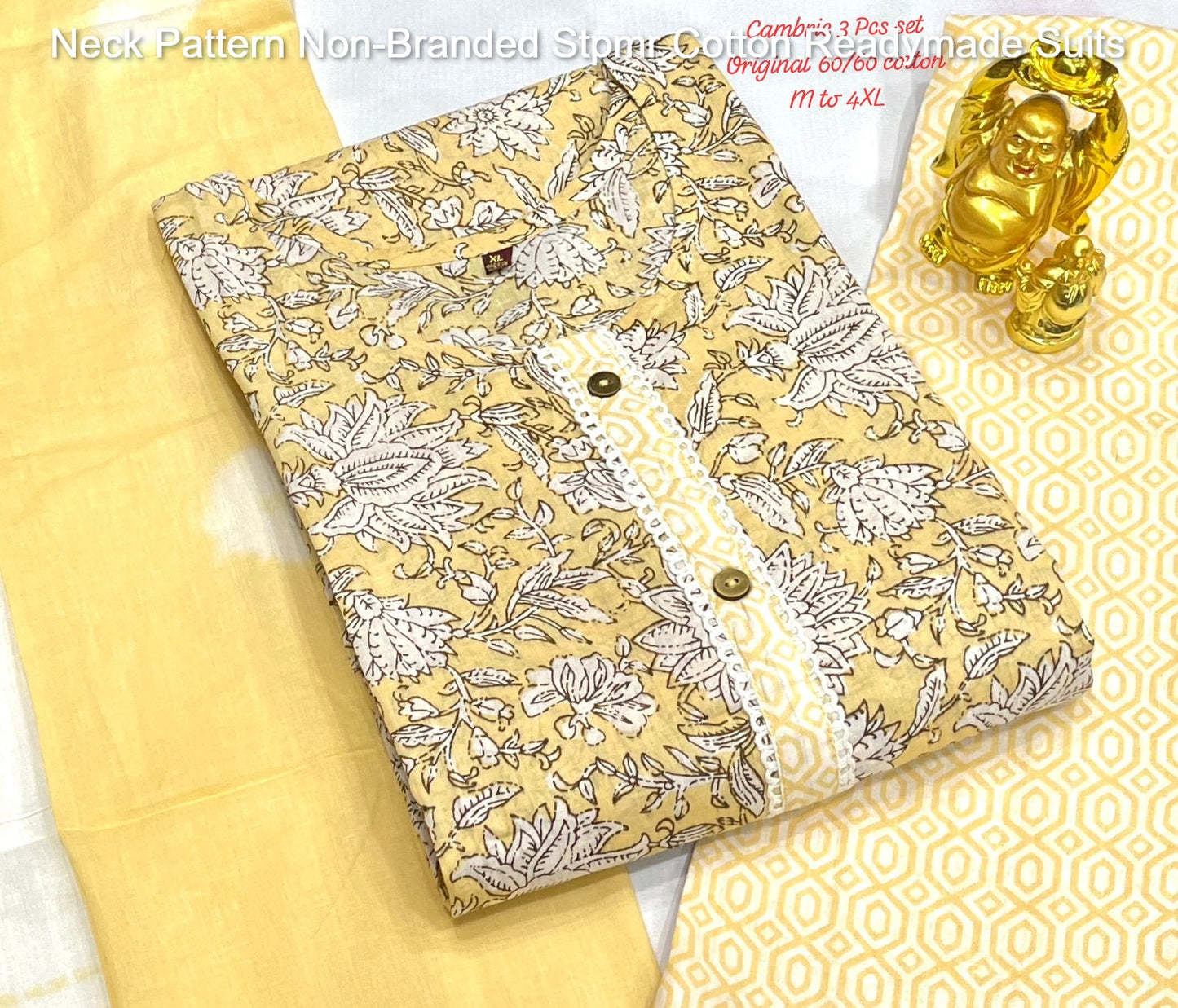 Neck Pattern Non-Branded Stpmr Cotton Readymade Suits