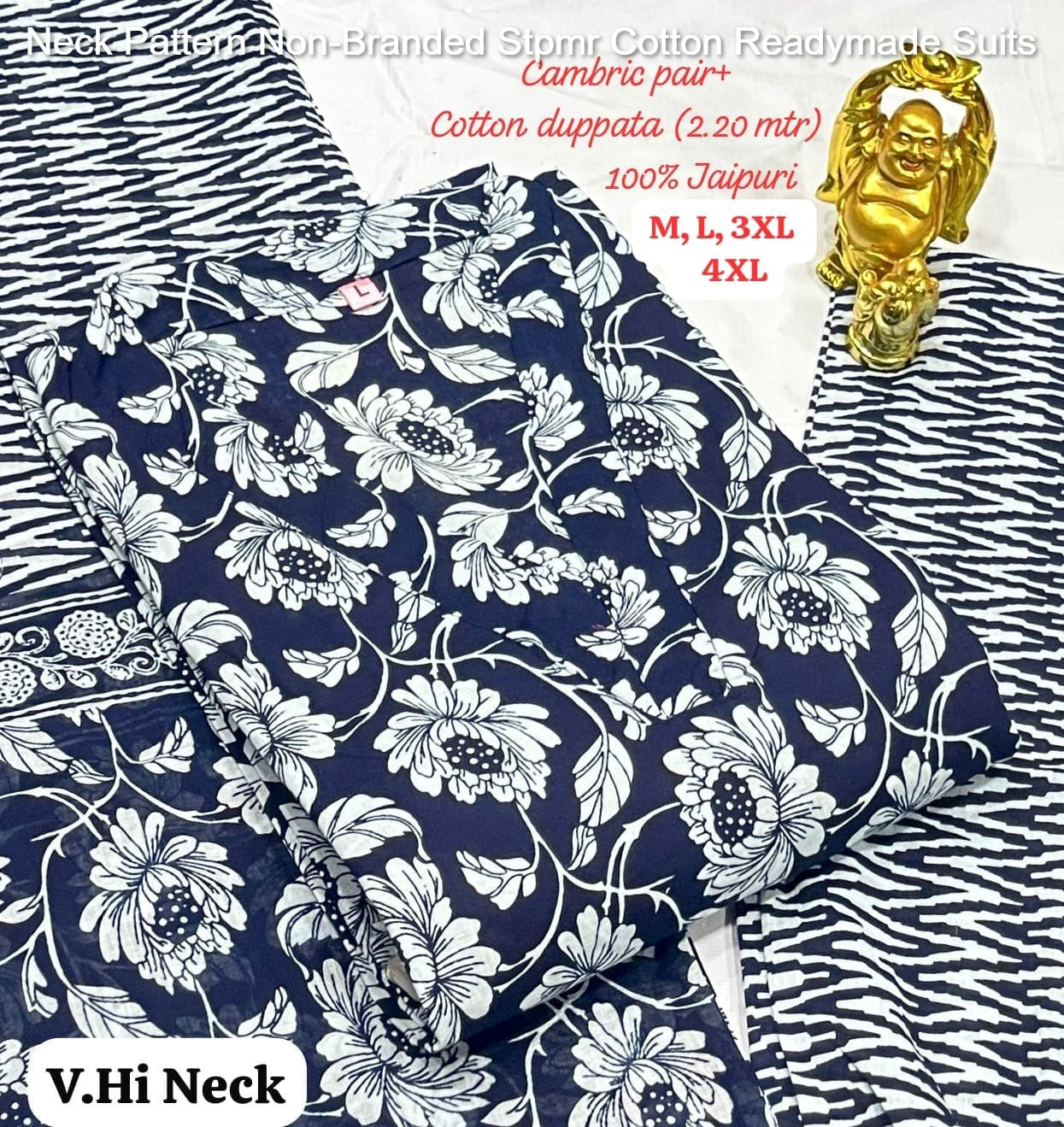 Neck Pattern Non-Branded Stpmr Cotton Readymade Suits