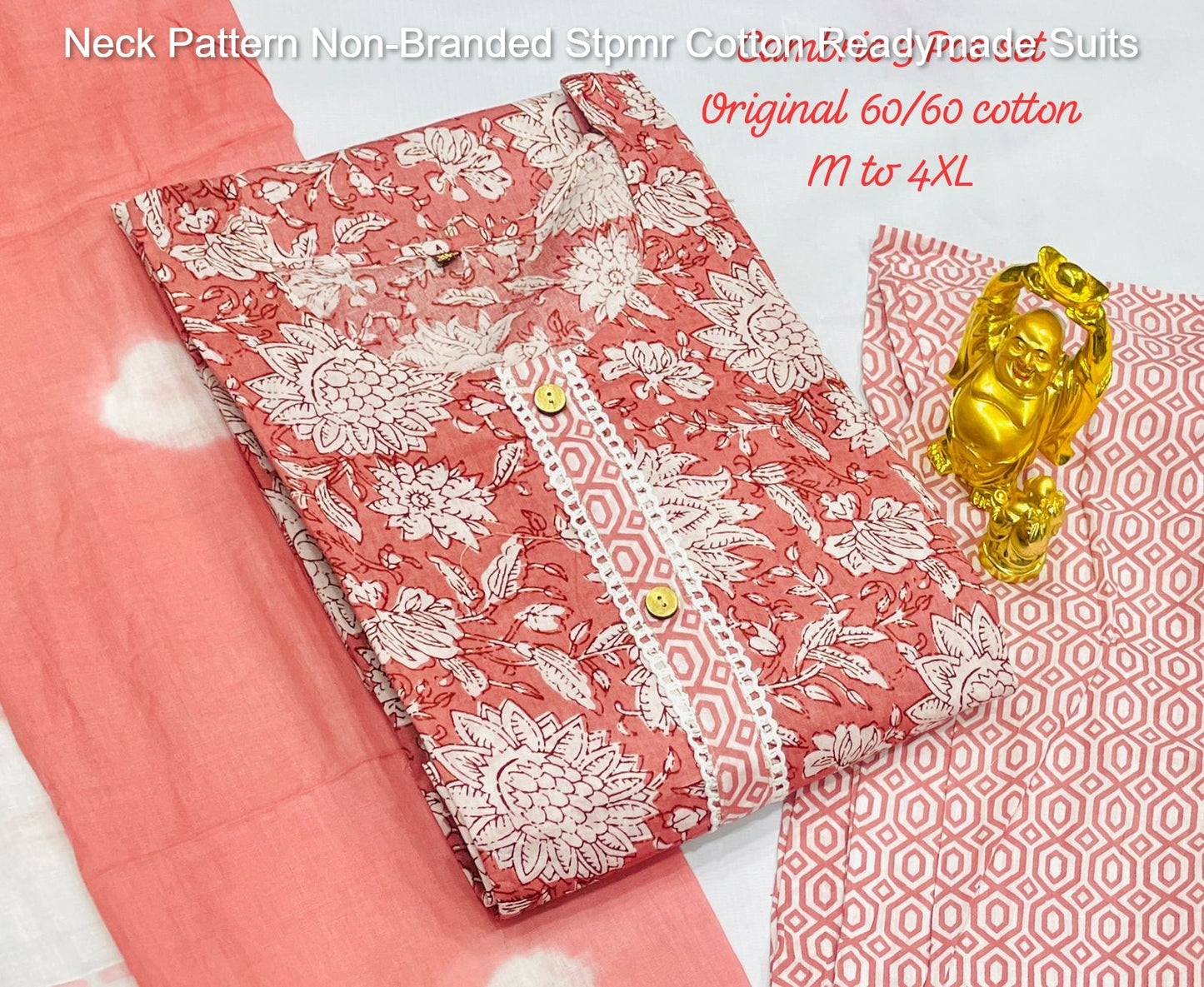 Neck Pattern Non-Branded Stpmr Cotton Readymade Suits