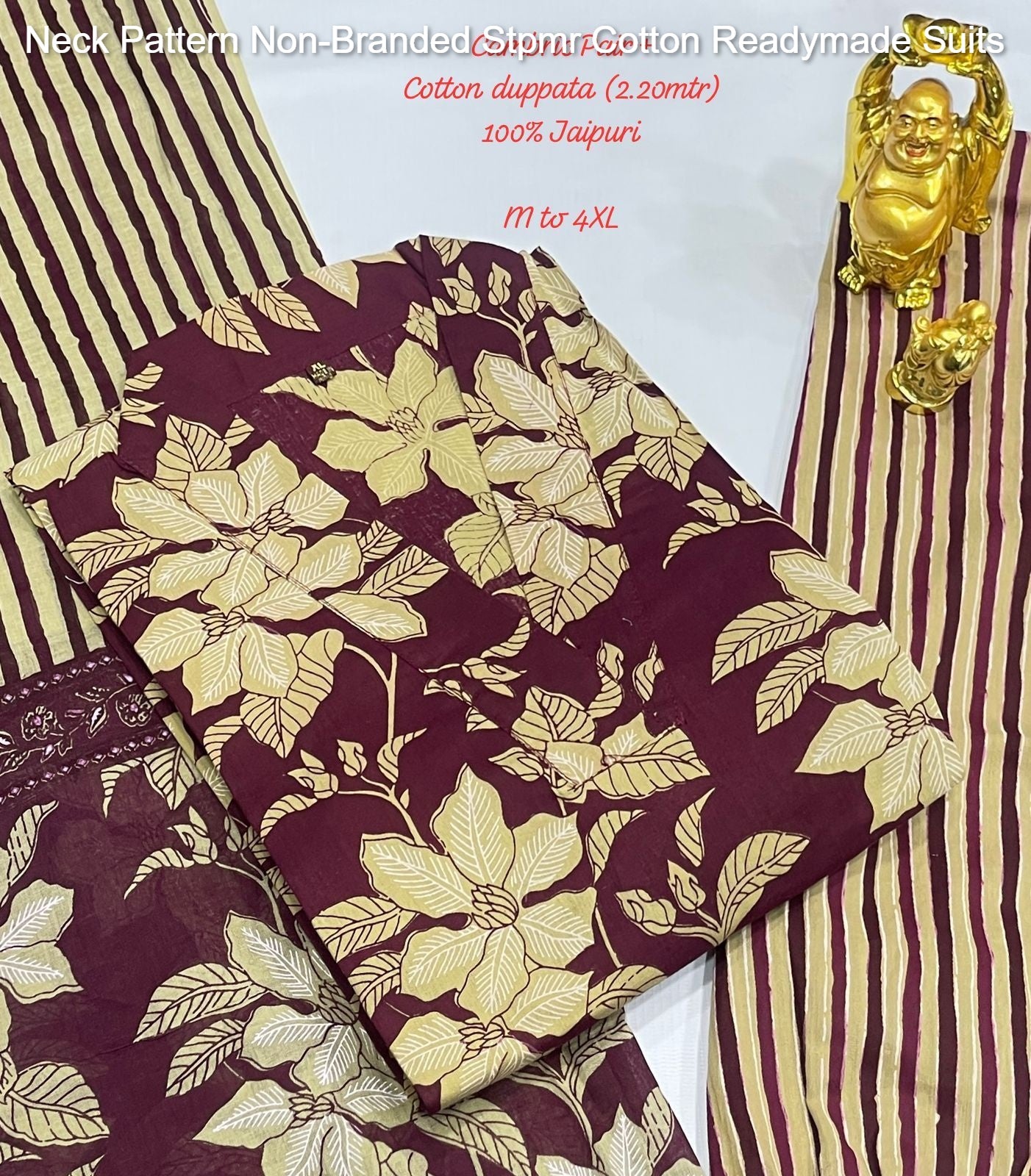 Neck Pattern Non-Branded Stpmr Cotton Readymade Suits