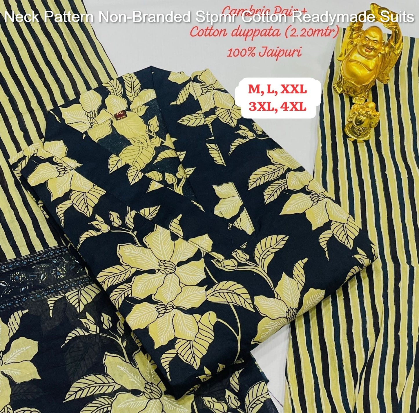 Neck Pattern Non-Branded Stpmr Cotton Readymade Suits