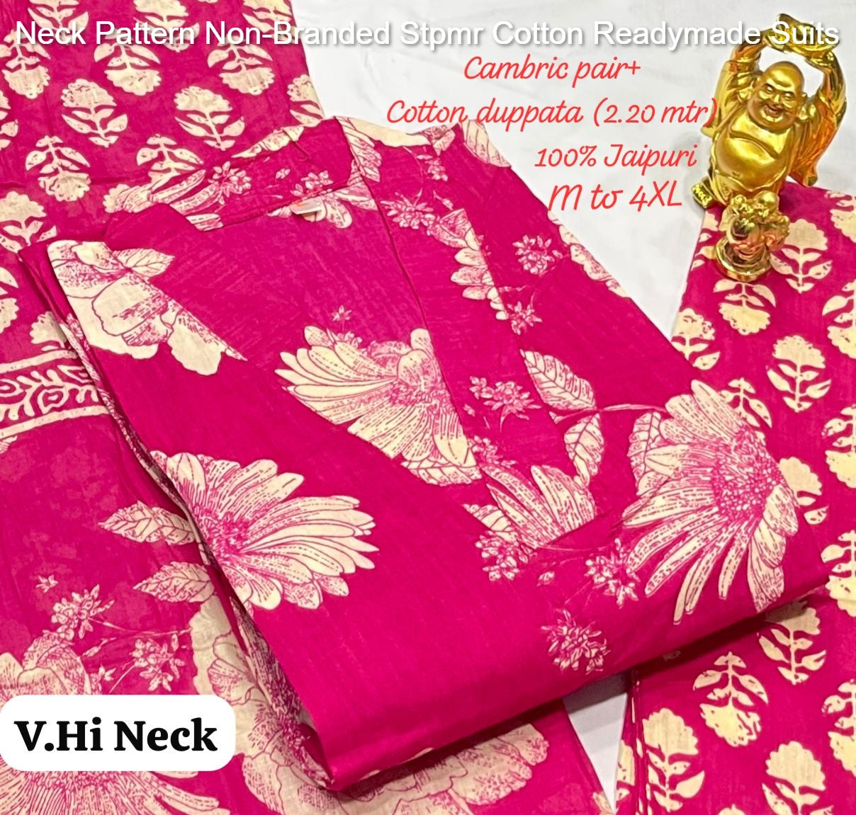 Neck Pattern Non-Branded Stpmr Cotton Readymade Suits