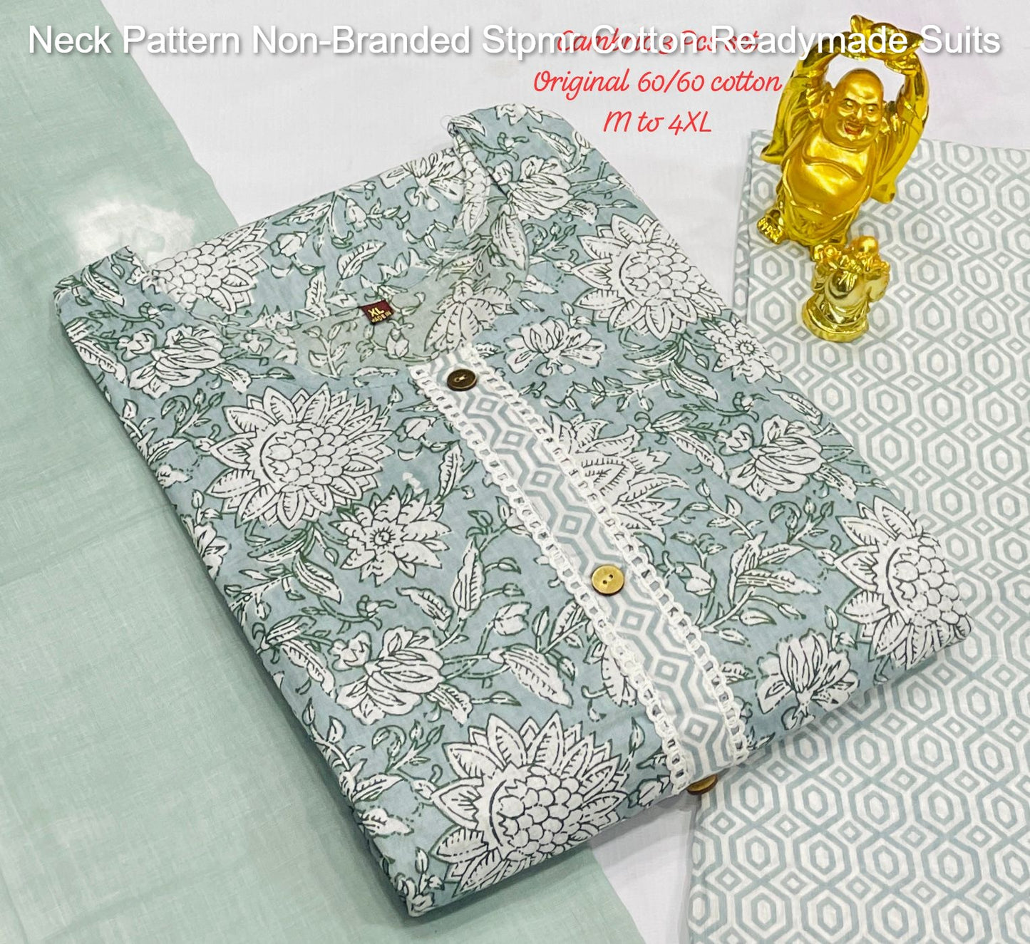 Neck Pattern Non-Branded Stpmr Cotton Readymade Suits