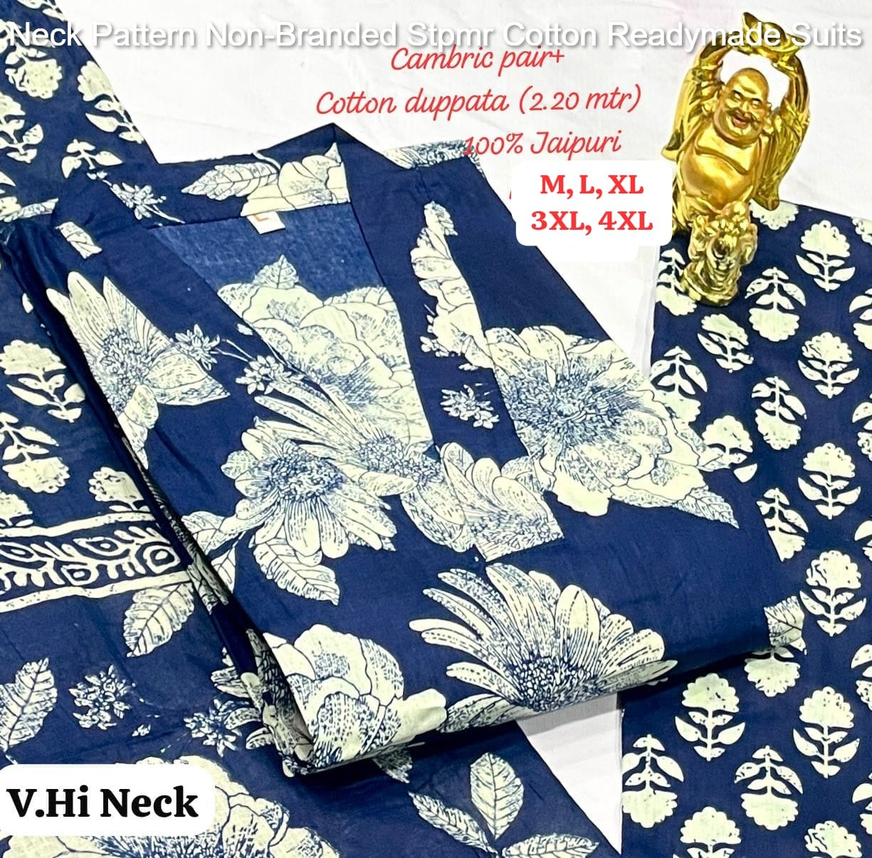 Neck Pattern Non-Branded Stpmr Cotton Readymade Suits