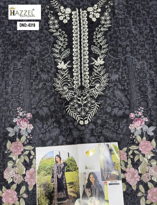 Needle Wonder 0318 Hazzel Printed Pakistani Patch Suits