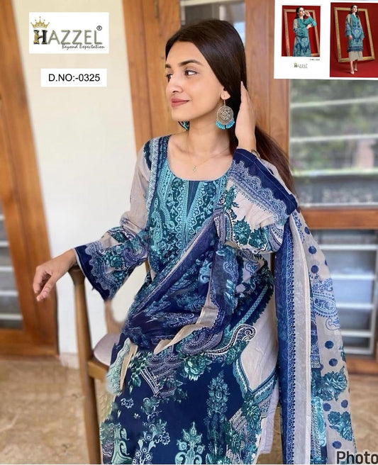 Needle Wonder 0325 Hazzel Printed Pakistani Patch Suits