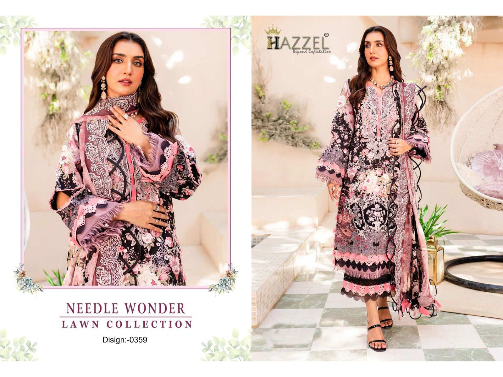 Needle Wonder 0359 Hazzel Printed Pakistani Patch Suits