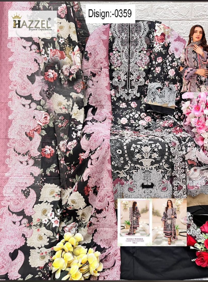 Needle Wonder 0359 Hazzel Printed Pakistani Patch Suits