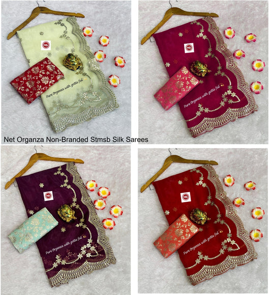 Net Organza Non-Branded Stmsb Silk Sarees