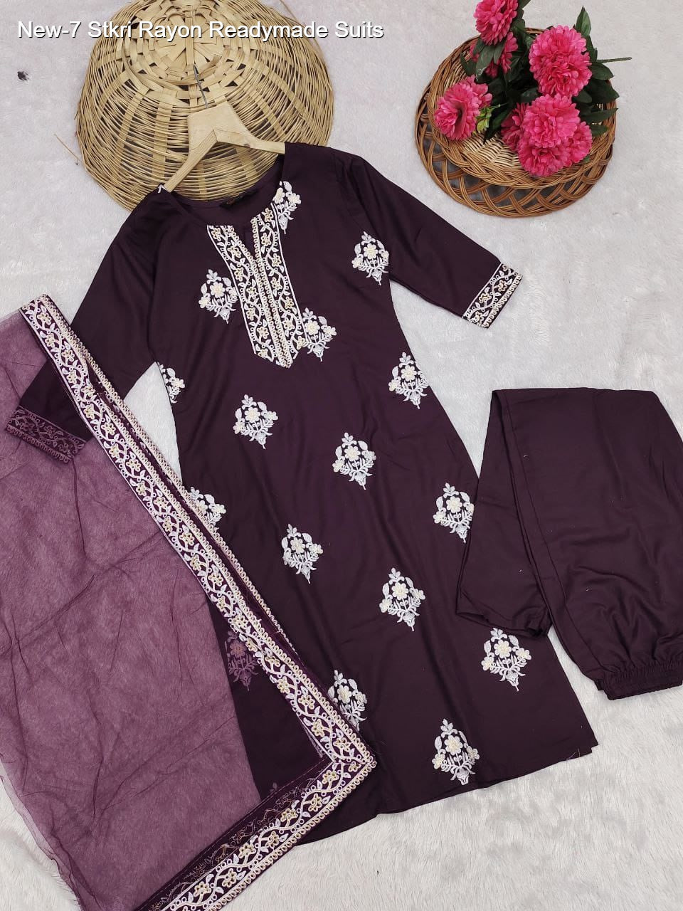 New-7 Stkri Rayon Readymade Suits