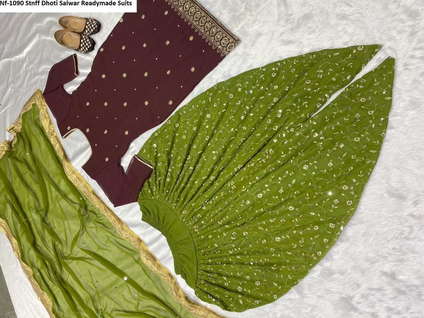 Nf-1090 Stnff Dhoti Salwar Readymade Suits