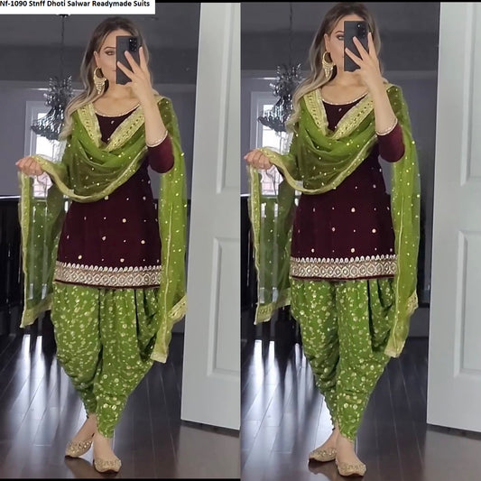 Nf-1090 Stnff Dhoti Salwar Readymade Suits