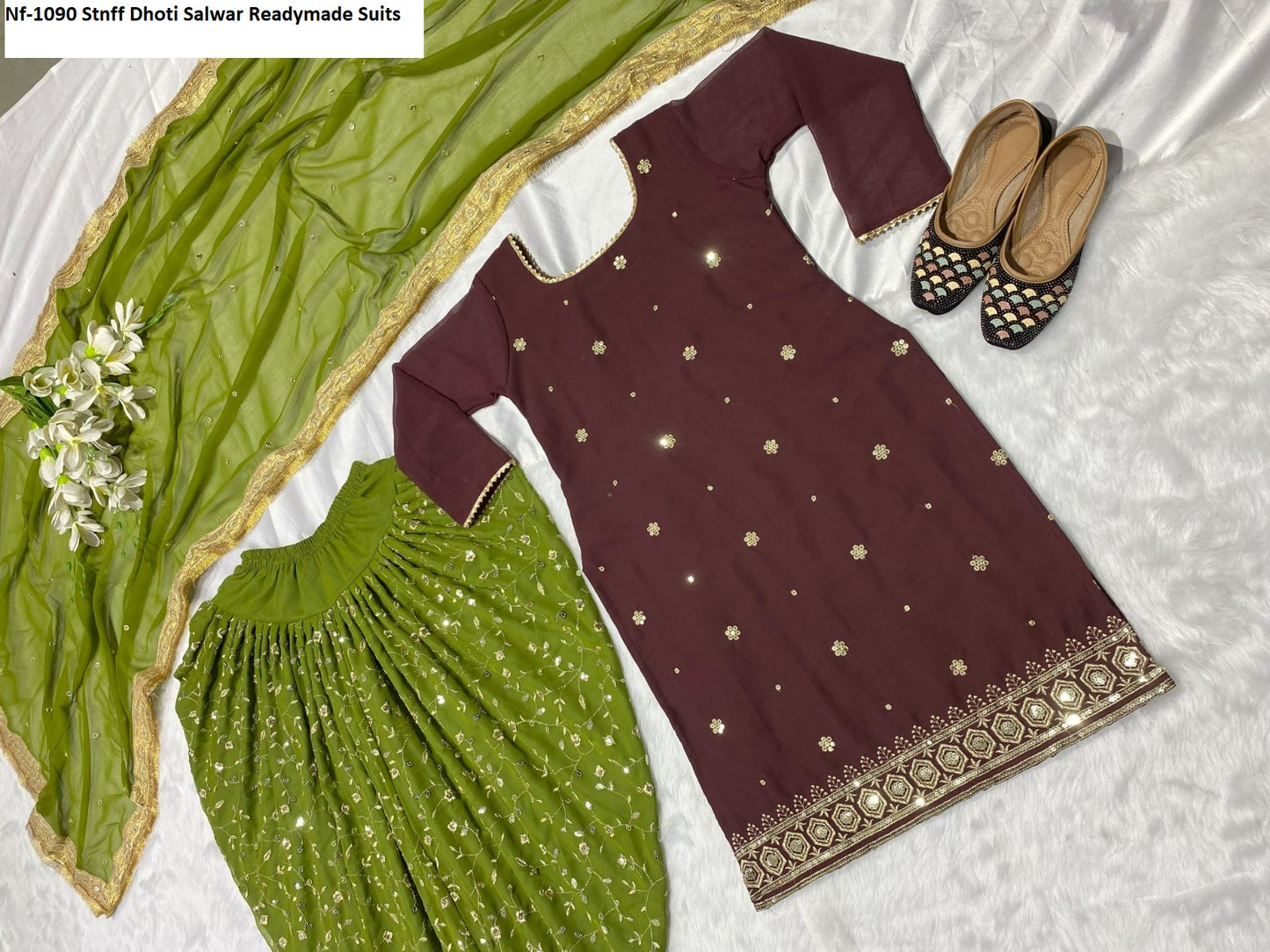Nf-1090 Stnff Dhoti Salwar Readymade Suits