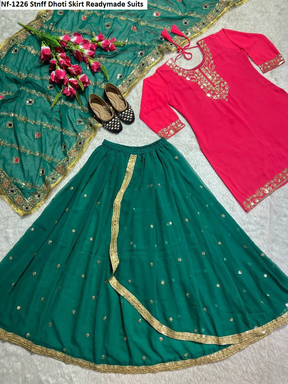 Nf-1226 Stnff Dhoti Skirt Readymade Suits
