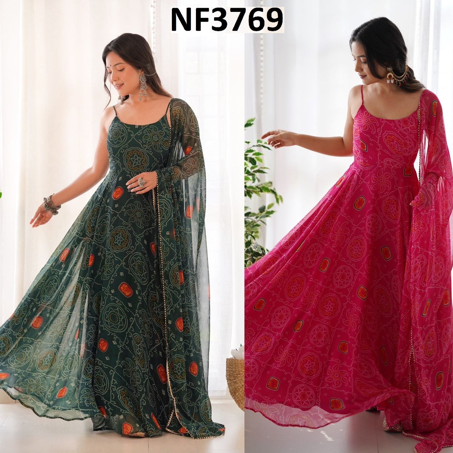 Nf3769 Vmk. Chiffon Readymade Suits