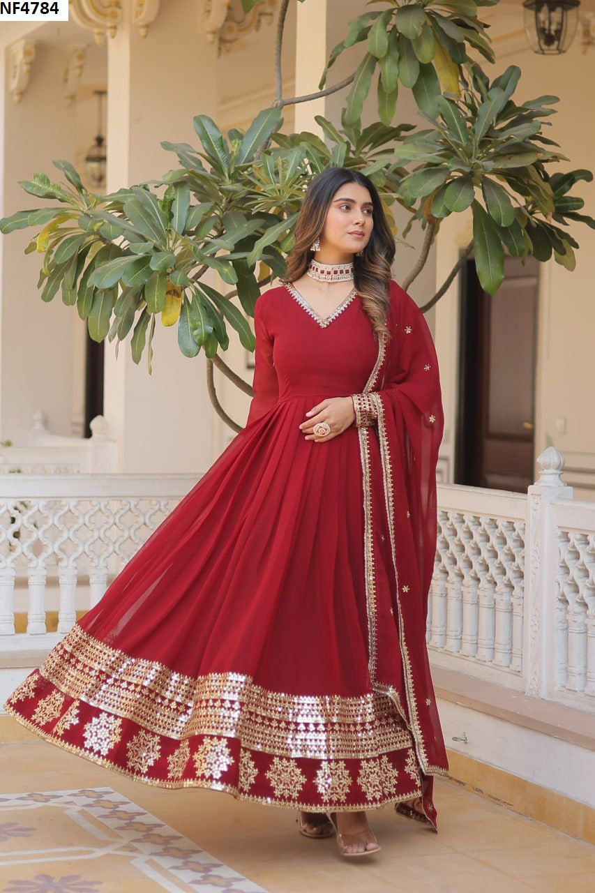 Nf4784 Vmk. Gown Dupatta Set