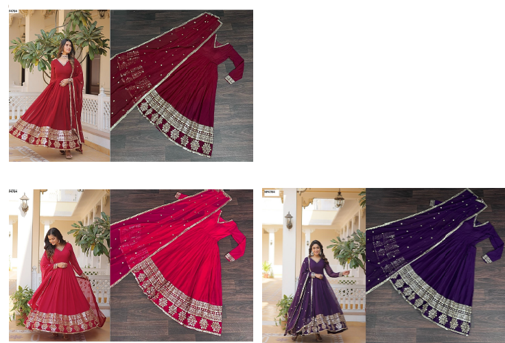 Nf4784 Vmk. Gown Dupatta Set