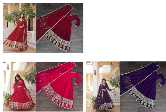 Nf4784 Vmk. Gown Dupatta Set