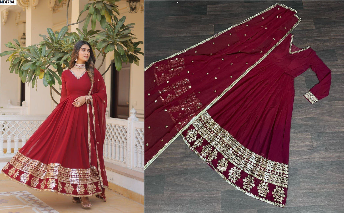 Nf4784 Vmk. Gown Dupatta Set